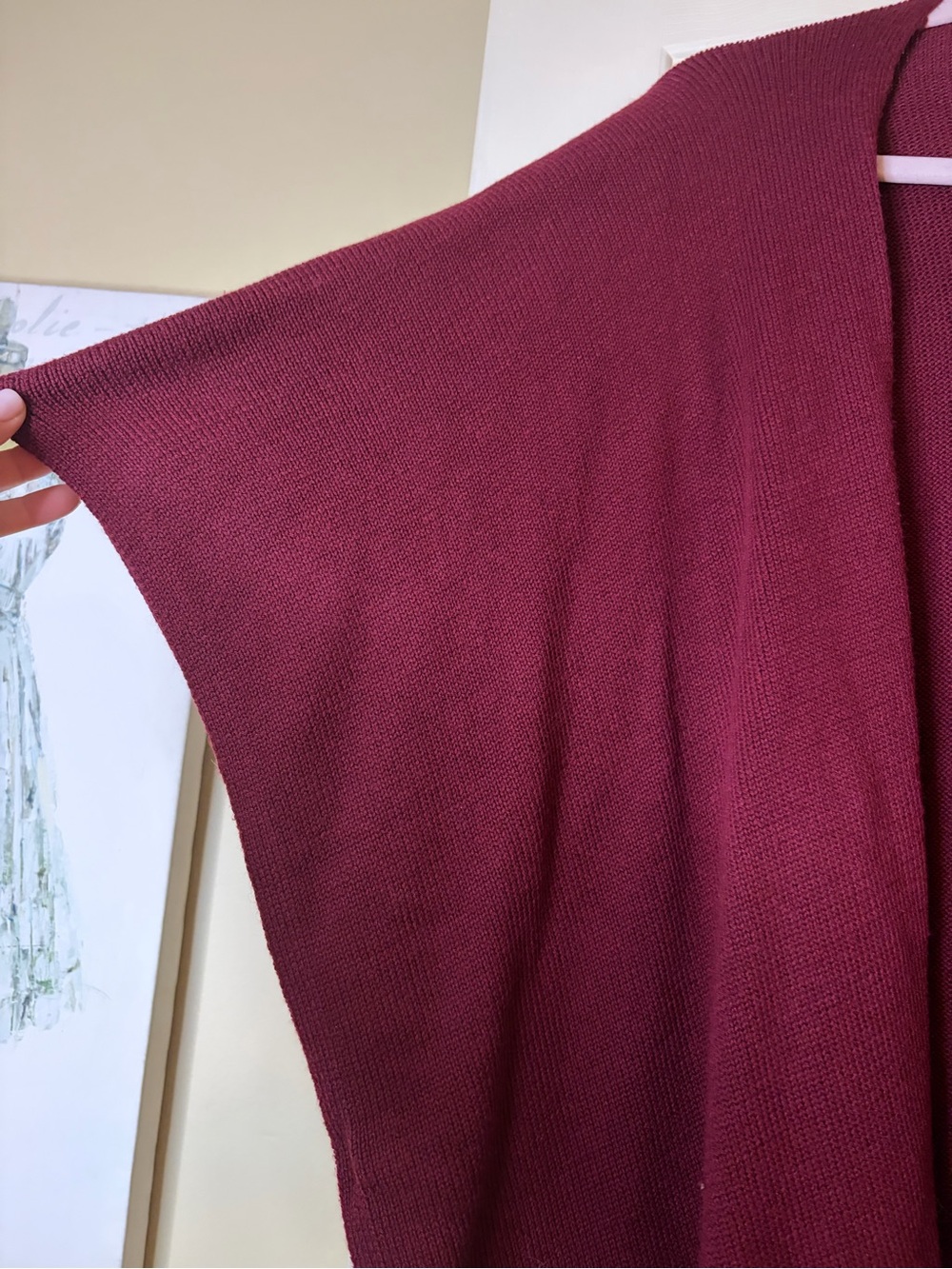 Ann Taylor Open-Front Draped Cardigan - Burgundy - Picture 2 of 4